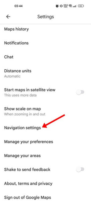 Scroll down to find and tap on Navigation Settings.