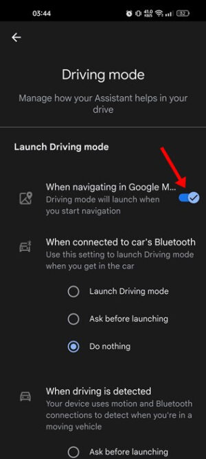 enable the toggle for When navigating in Google Maps.