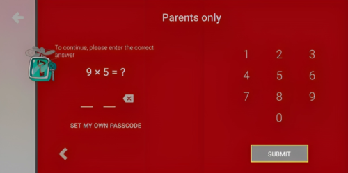 Answer a math question and click Submit, or establish your own passcode for future use