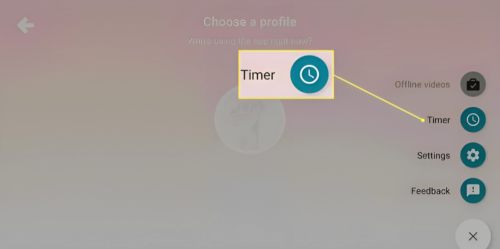 Choose Timer to set a time limit for the app