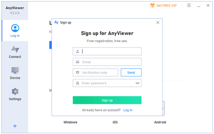 Fill in the required information during the sign-up procedure.