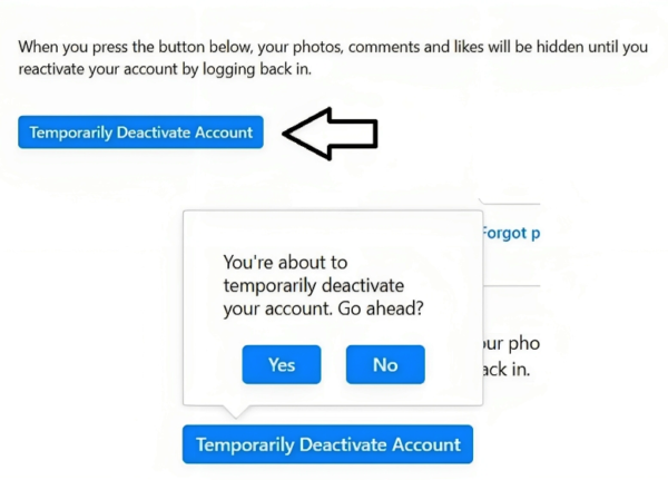 From a computer-click on Temporarily Deactivate Account to initiate the process