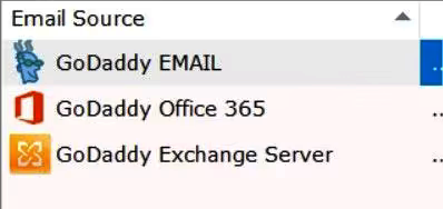 Choose the GoDaddy option from the Email Source list.