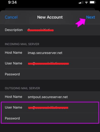 Input Your GoDaddy email login credentials. Tap Next to complete the setup