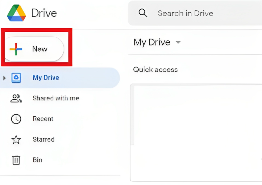 On the left sidebar, click on New.