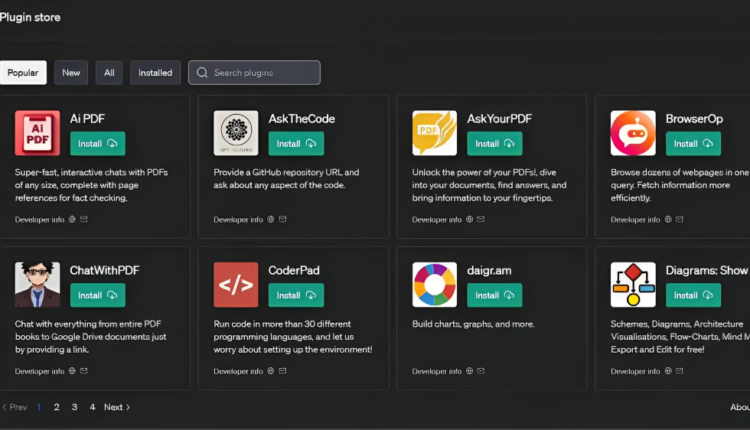 Select plugins from the dropdown menu