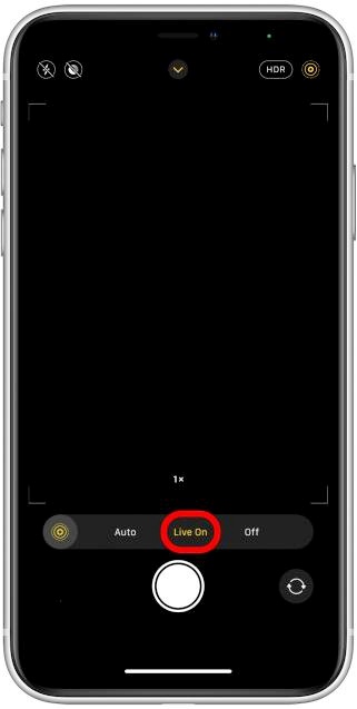 Selecting On turns the icon yellow, ensuring that your camera always captures Live Photos