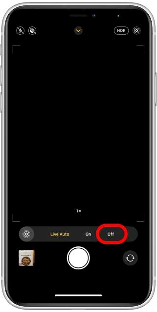 Tap Off to deactivate Live Photo