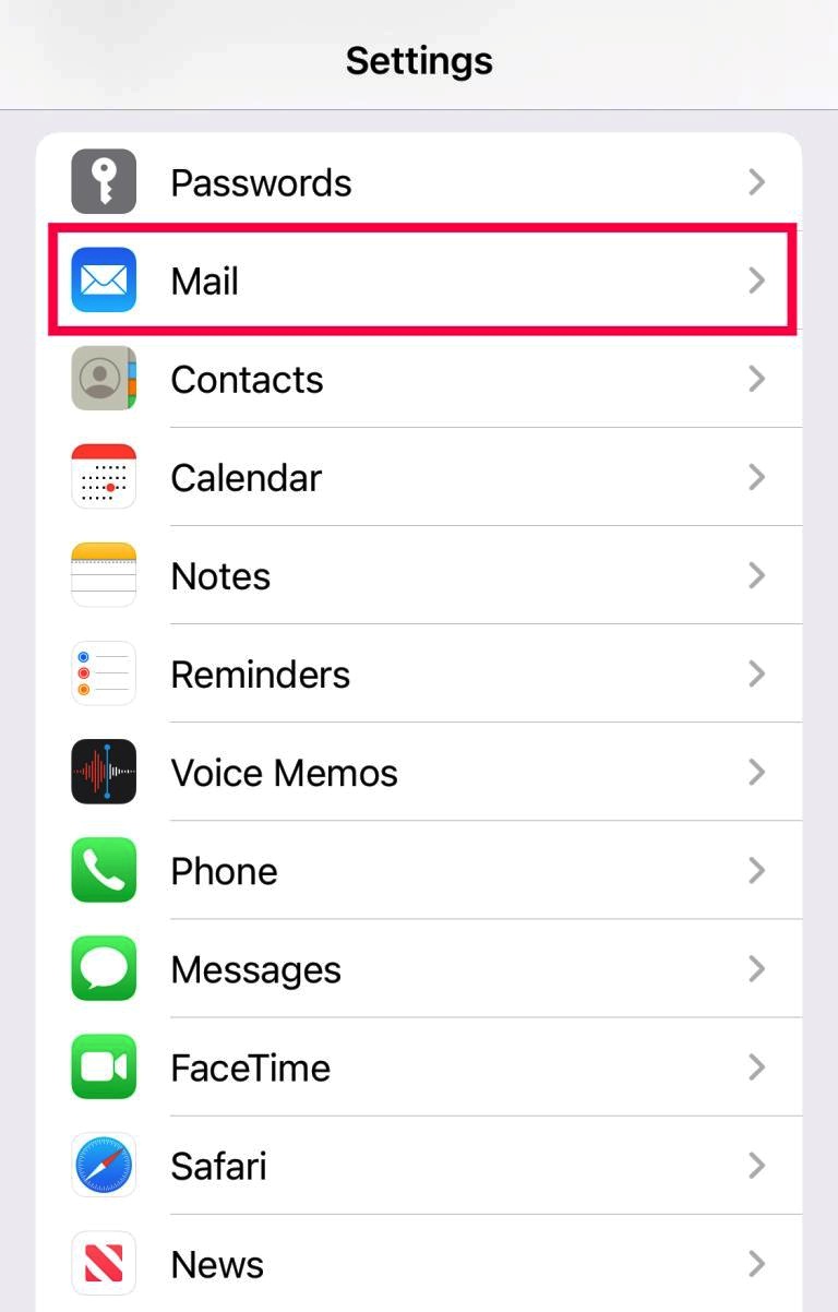 Tap on Mail.