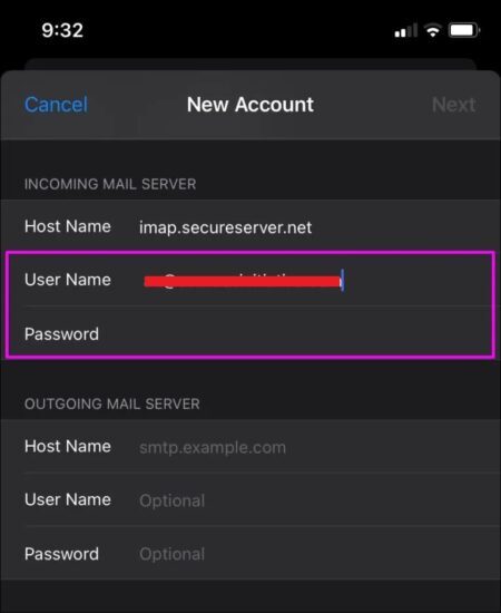 Your GoDaddy email username and password