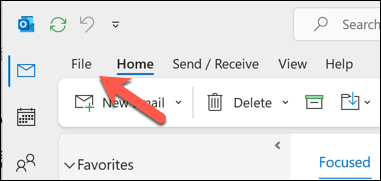 open Microsoft Outlook and click on File in the top-left corner of the window.