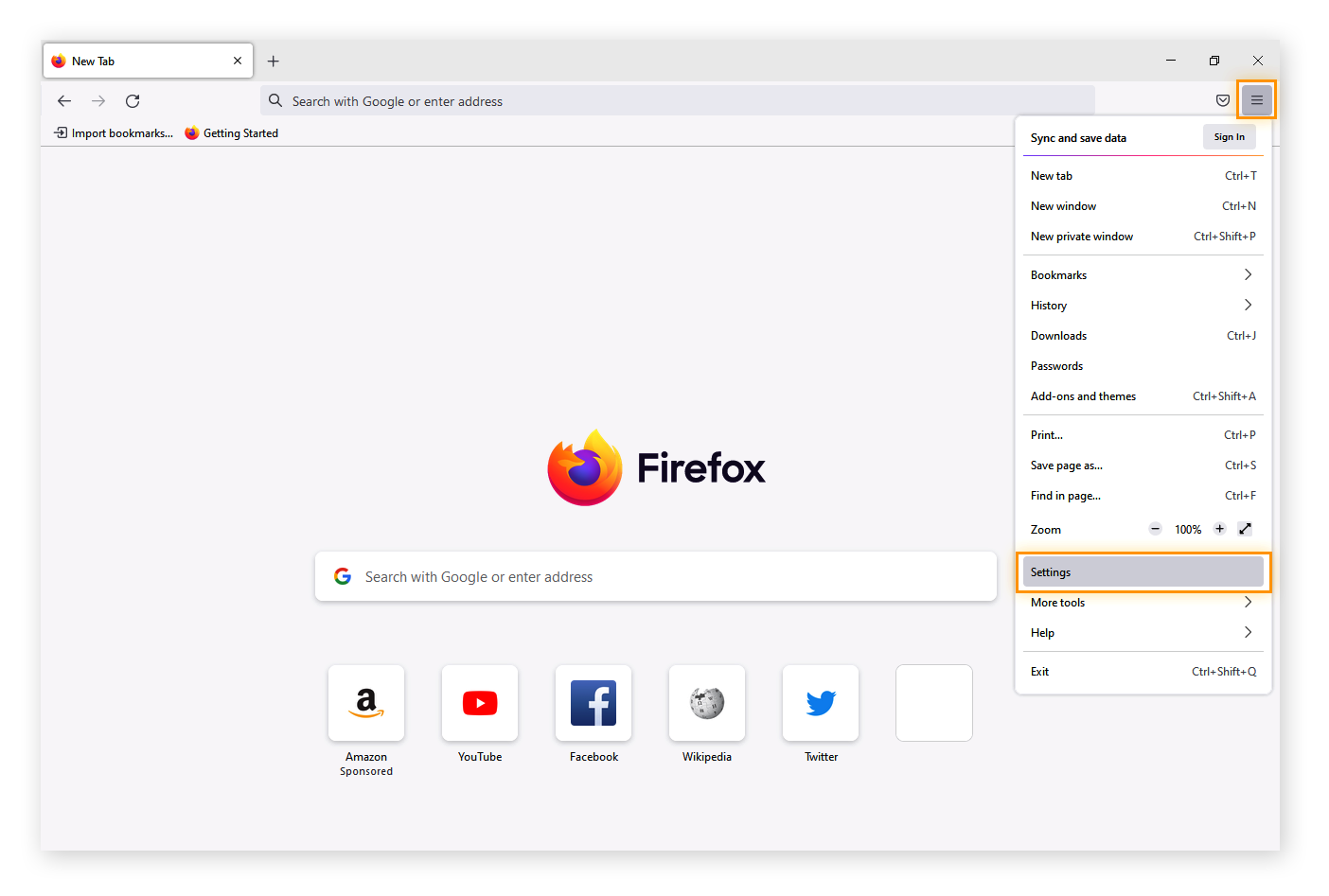 Open Firefox-settings