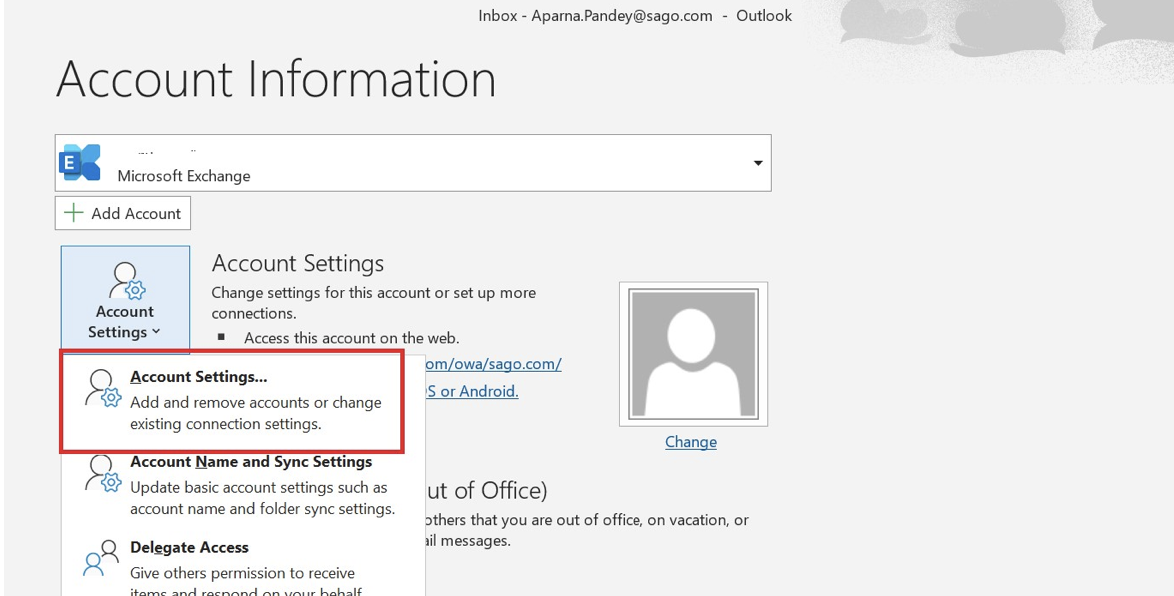 select Account Settings from the drop down