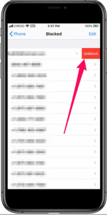 unblock contacts on iphone