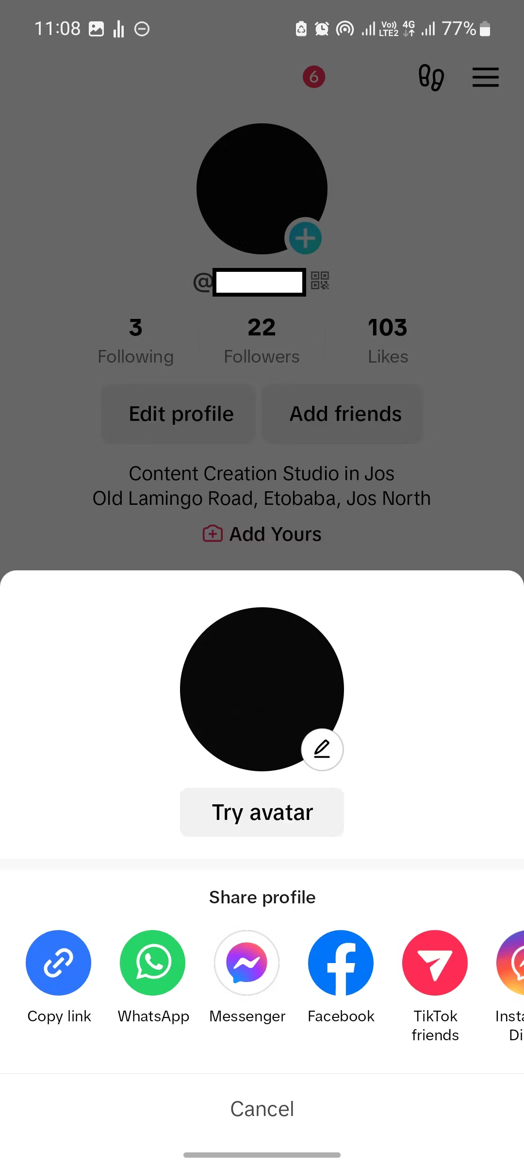 Below your picture, you should see a button that says Try Avatar. Tap on that