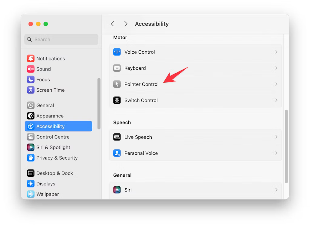 Click on Pointer Control