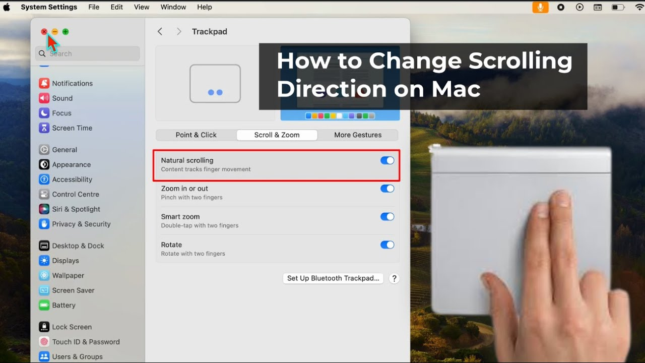 How to change scroll direction on a Mac
