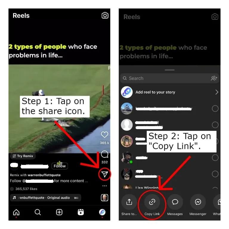 Tap on the share icon