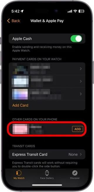 Add next to any cards on your iPhone