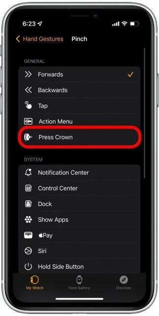 Choose Press Crown.