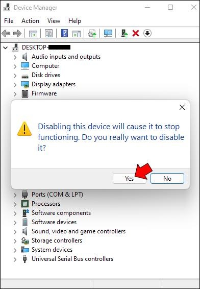 Confirm your choice by clicking Yes in the resulting dialog box.
