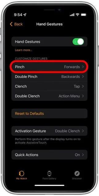 Customize each gesture by tapping on it