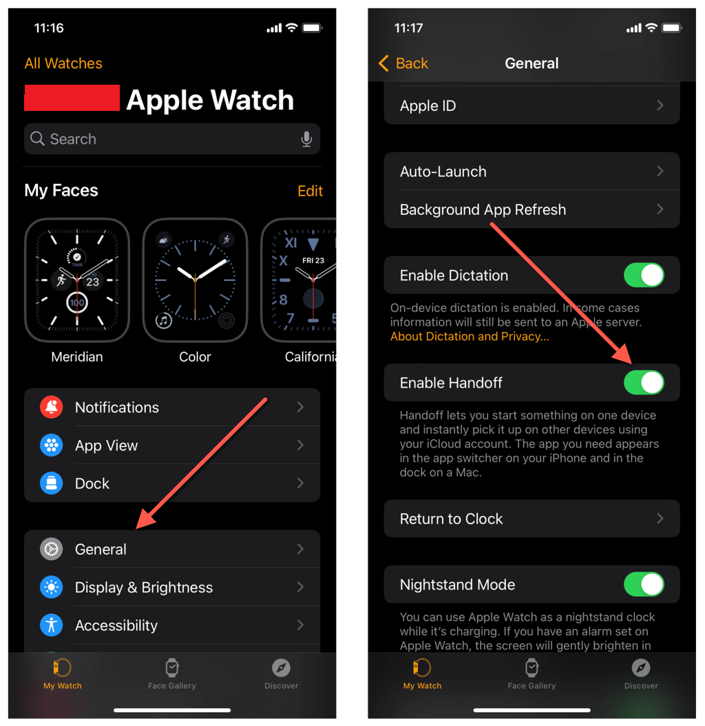 Enable Handoff on Apple Watch