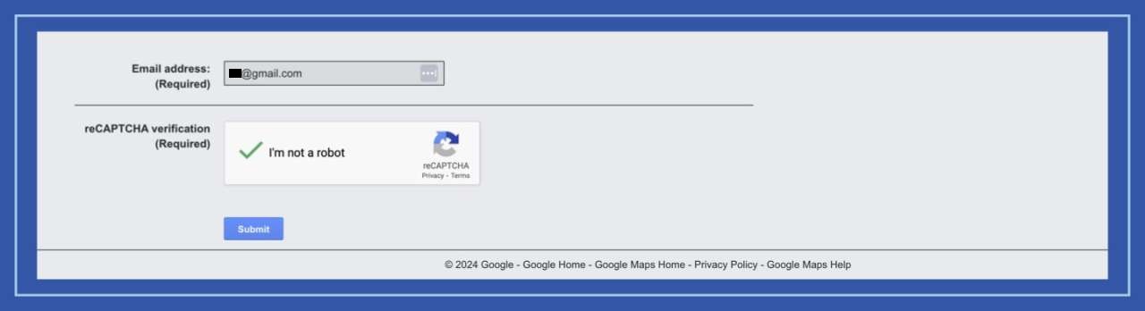Enter your email address and complete the CAPTCHA verification