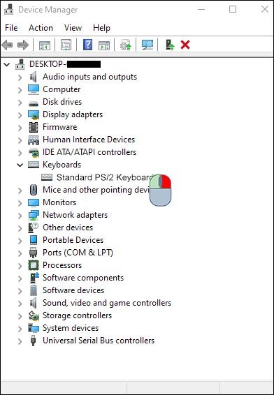 Expand “Keyboards” and then right-click on the “Standard PS2 Keyboard.”