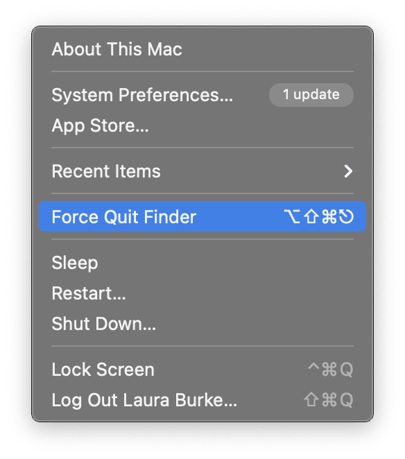 Force quit on the Apple Menu