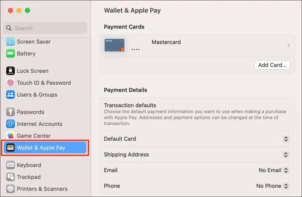 From there, click on Wallet & Apple Pay. Choose the card you want to remove