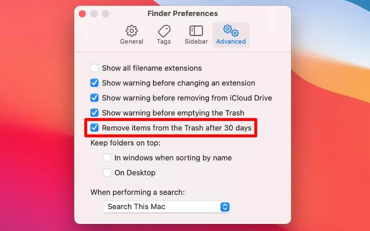 How to automatically empty the Trash on a Mac