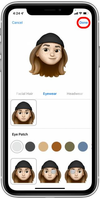 Once you're satisfied with the changes, tap Done to save your edited Memoji