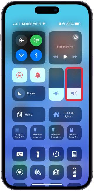 Open the Control Center and swipe up on the volume slider to increase the volume on your iPhone