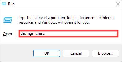 Open the Device Manager by typing “devmgmt.msc” into the Run dialog