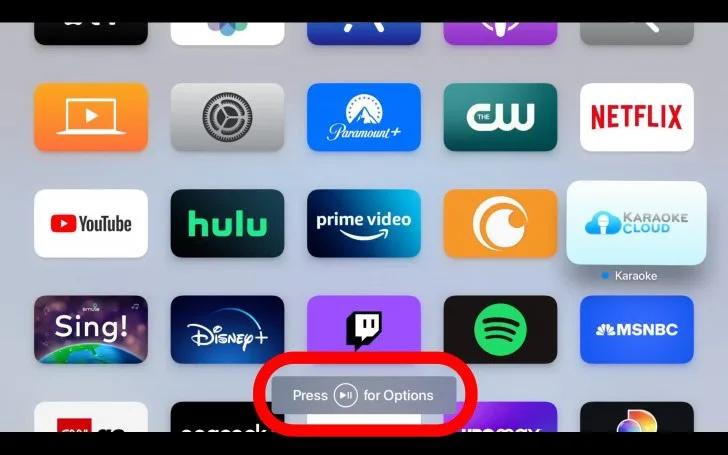 Press the PlayPause button on your remote to access options
