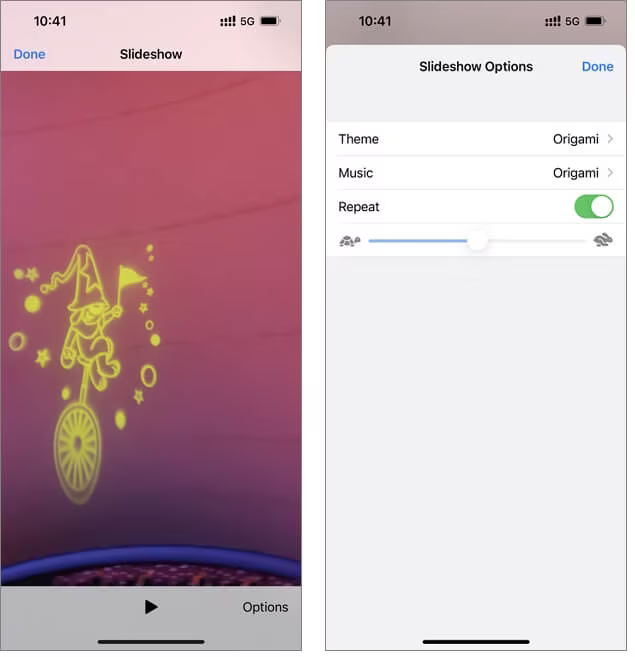 Repeat Slideshow to Loop Video on iPhone