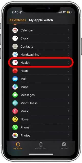 Scroll down and select Health