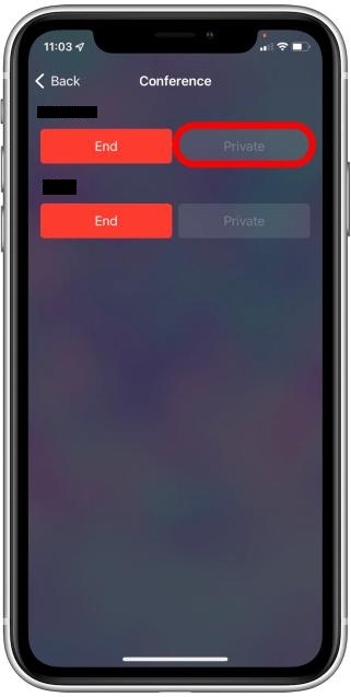 Select Private below the desired phone number or name