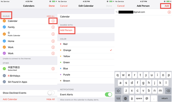Share iCloud Calendar on iPhone