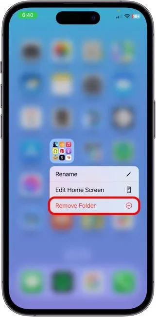 Tap Remove Folder
