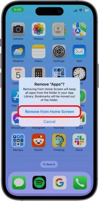 Tap Remove from Home Screen