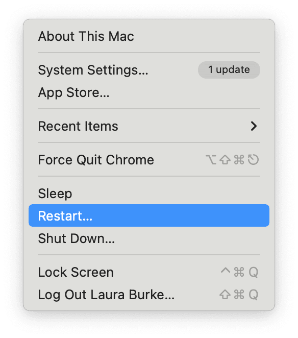 restart your device from the main Apple menu