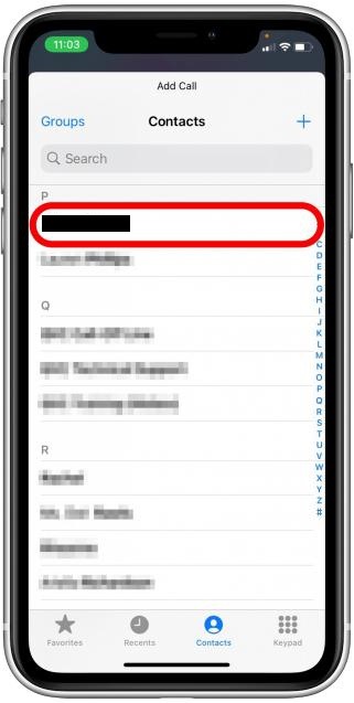 select another person's name to call them