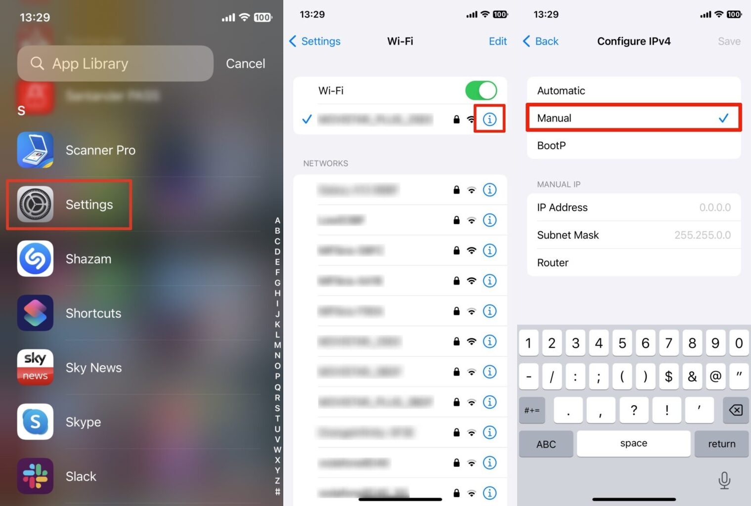 Change your local IP address on iPhone