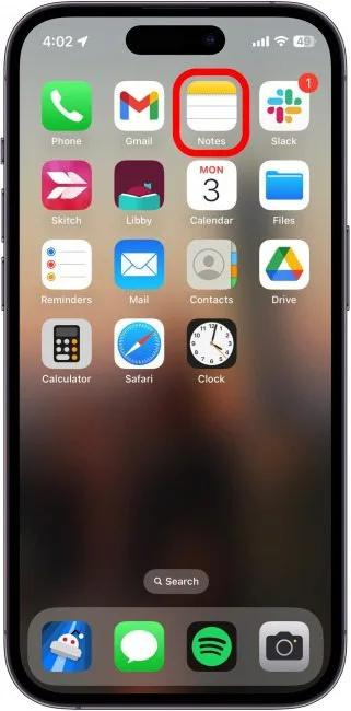 Open the Notes app on your iPhone