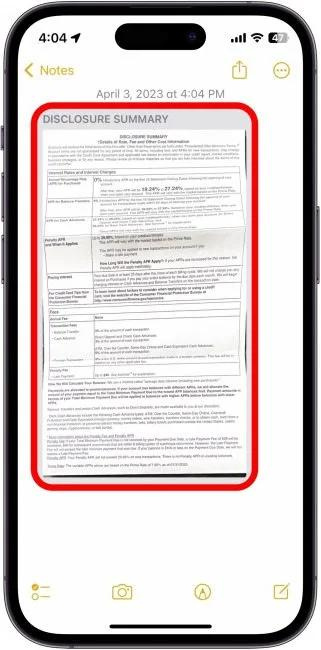To share the scanned document, tap the image