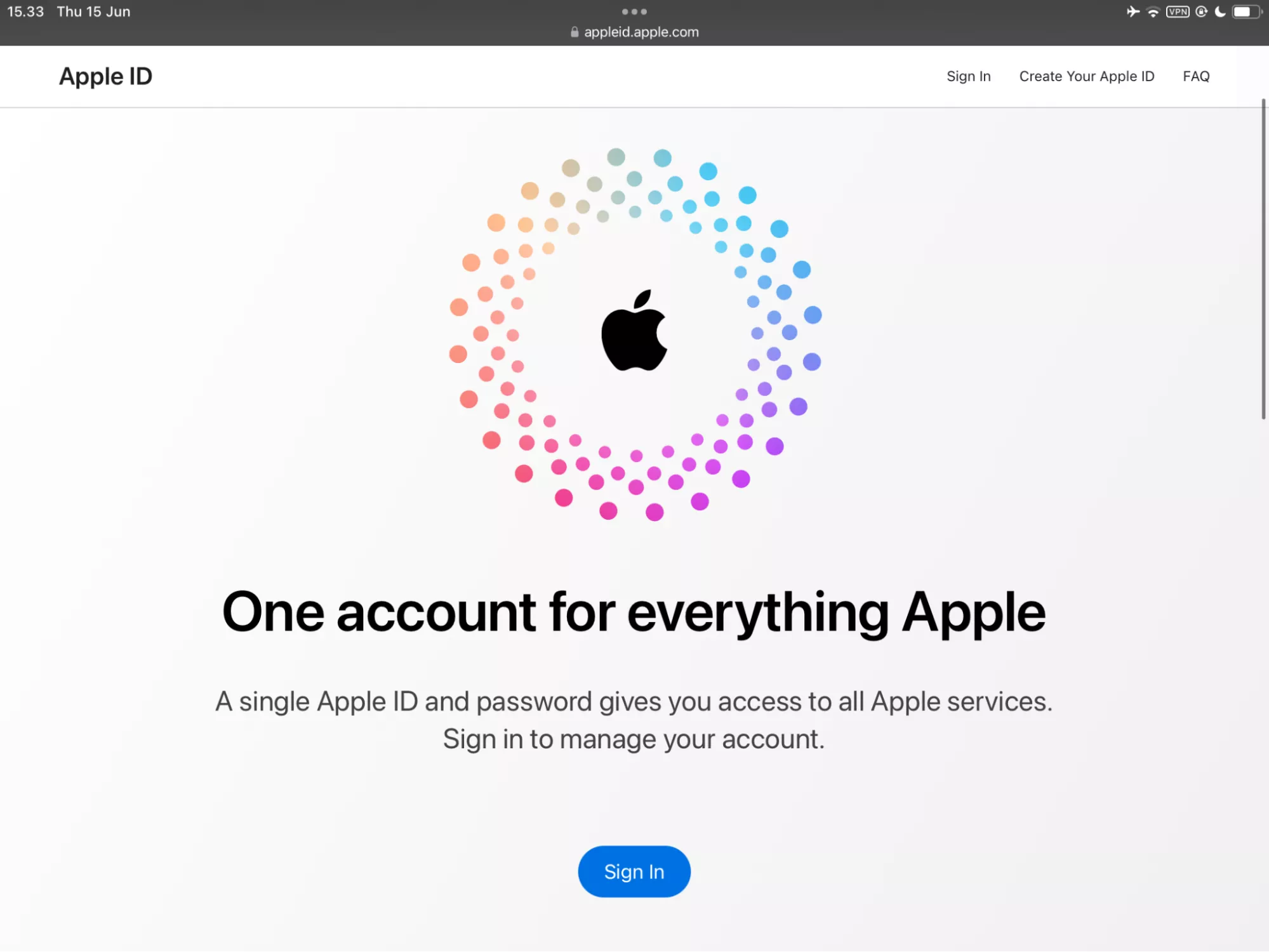 Click “Create Your Apple ID” in the top right-hand corner