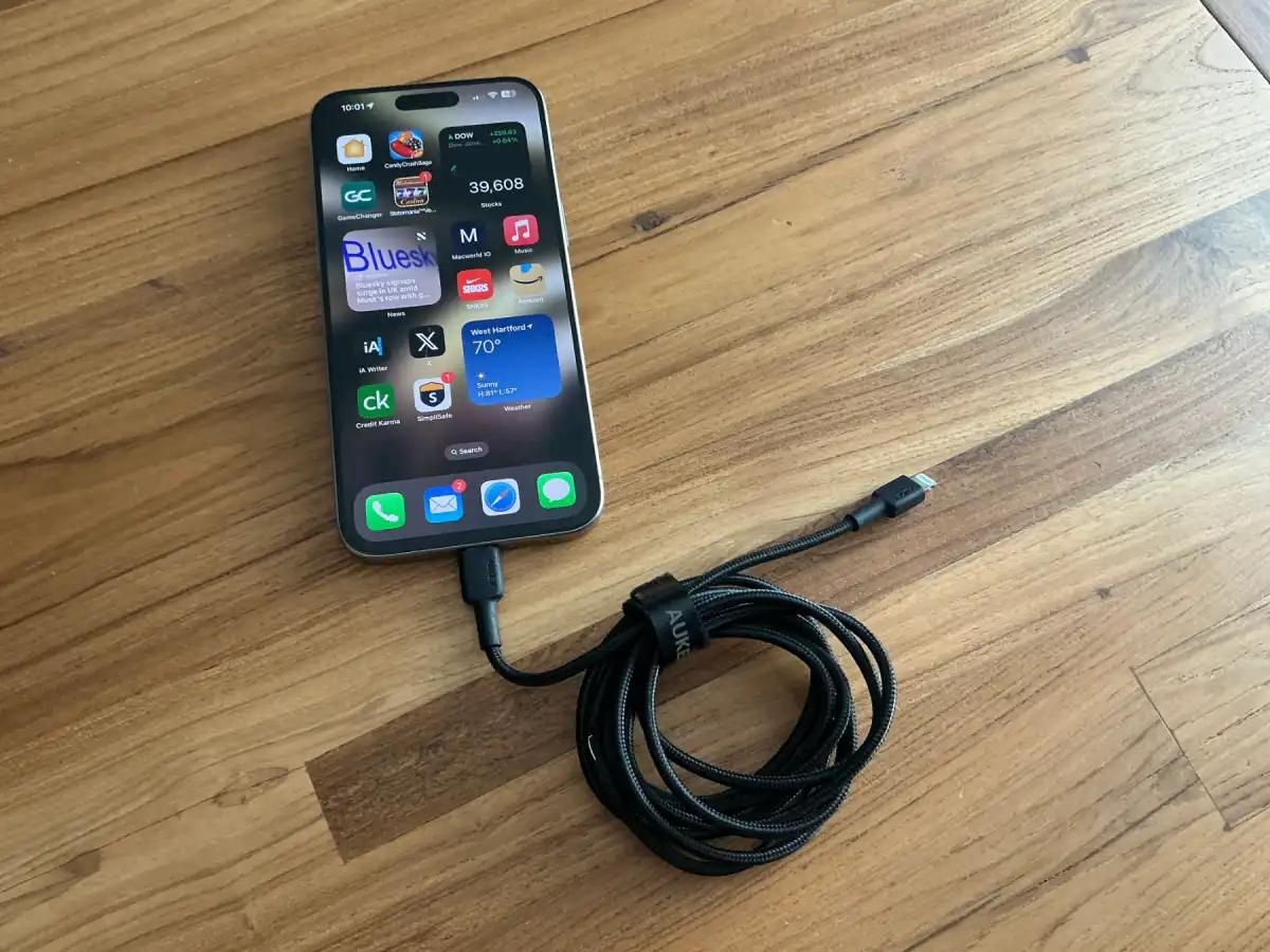 Connect your cable to your iPhone