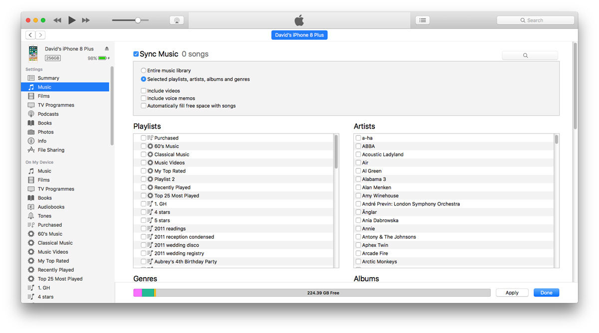 Delete music using iTunes